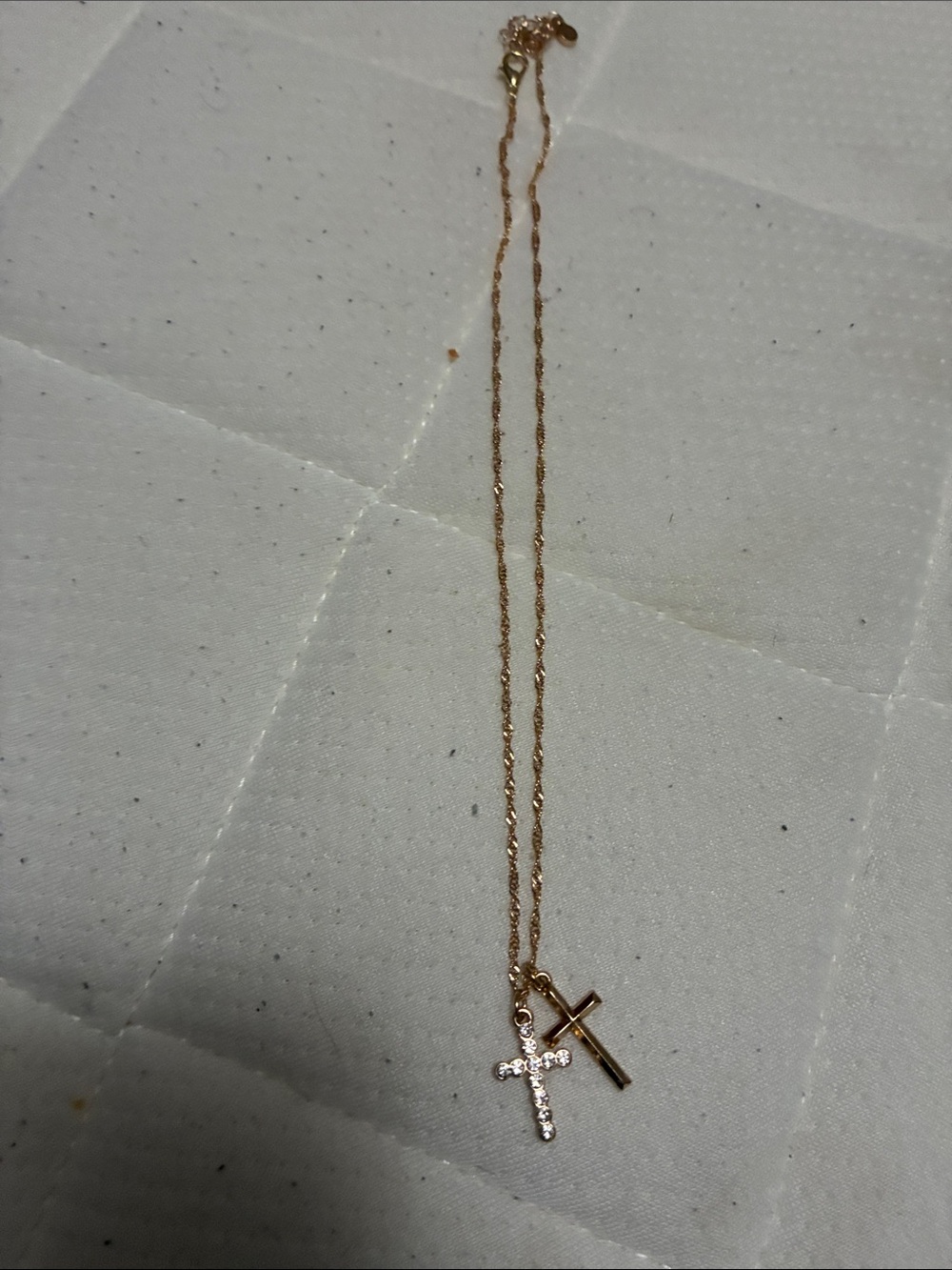 Buckle Gold Double Cross Pendant Necklace